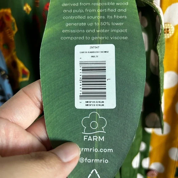 FARM RIO Earth Rainbow Long Sleeve Shirtdress Multicolor Size L - Picture 8 of 8